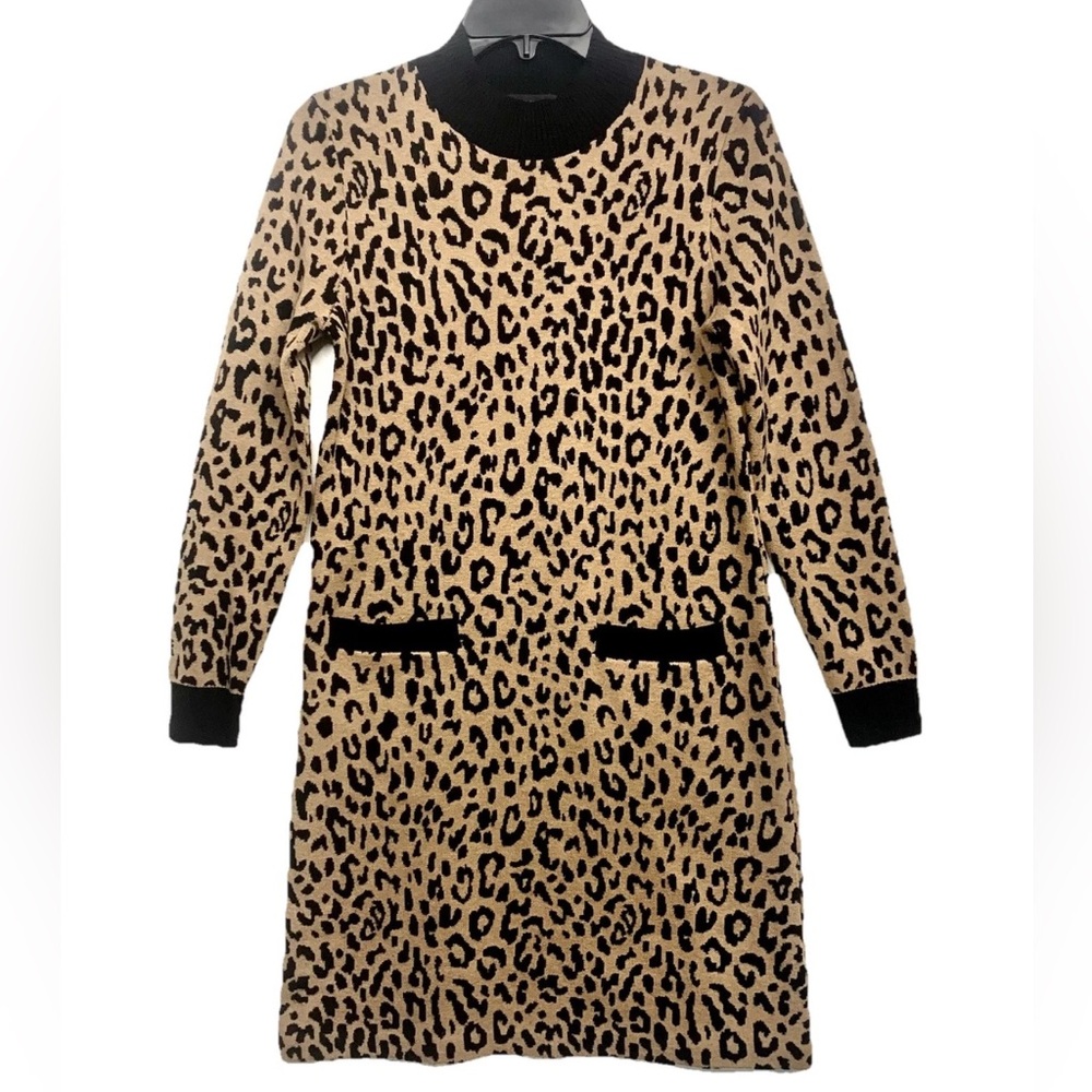 NEW J.CREW Leopard Cheetah Animal Print Sweater Dress Size Small